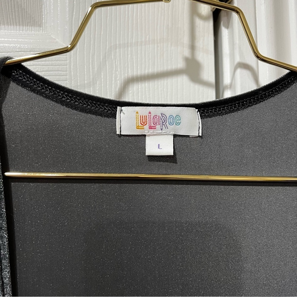 Velvet Lularoe Size Large Grey Velvet Sarah Cardigan Long Duster With Pockets - Picture 10 of 10